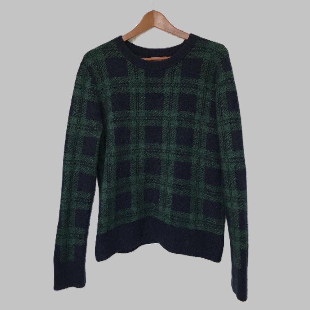 Green + Blue Plaid Wool Style Women's Old Navy Sweater Size M